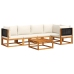 Set de sofás de jardín con cojines 6 pzas madera maciza acacia
