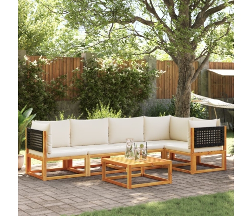 Set de sofás de jardín con cojines 6 pzas madera maciza acacia
