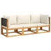 Set de sofás de jardín con cojines 3 pzas madera maciza acacia