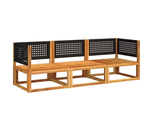 Set de sofás de jardín con cojines 3 pzas madera maciza acacia