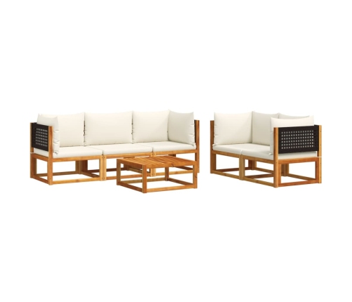 Set de sofás de jardín con cojines 6 pzas madera maciza acacia