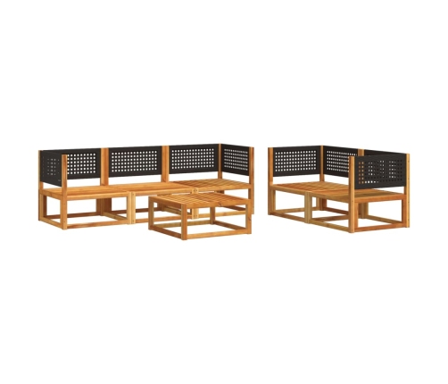 Set de sofás de jardín con cojines 6 pzas madera maciza acacia