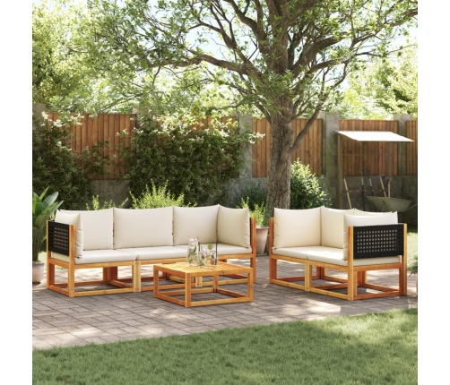 Set de sofás de jardín con cojines 6 pzas madera maciza acacia