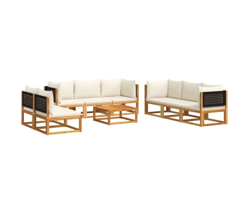 Set de sofás de jardín con cojines 9 pzas madera maciza acacia