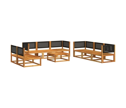 Set de sofás de jardín con cojines 9 pzas madera maciza acacia