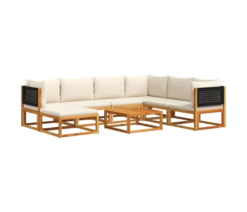 Set de sofás de jardín con cojines 8 pzas madera maciza acacia