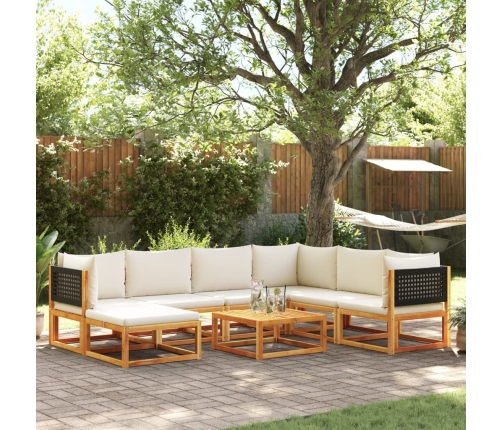 Set de sofás de jardín con cojines 8 pzas madera maciza acacia