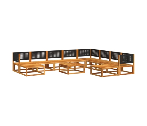 Set de sofás de jardín con cojines 11 pzas madera maciza acacia