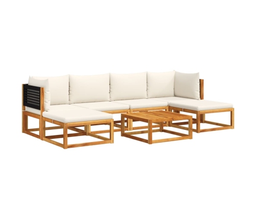 Set de sofás de jardín con cojines 7 pzas madera maciza acacia