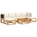 Set de sofás de jardín con cojines 7 pzas madera maciza acacia