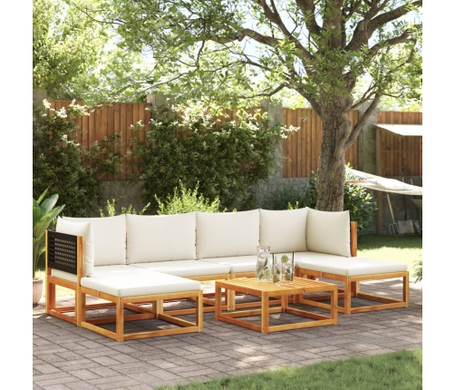 Set de sofás de jardín con cojines 7 pzas madera maciza acacia