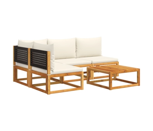 Set de sofás de jardín con cojines 5 pzas madera maciza acacia