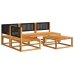 Set de sofás de jardín con cojines 5 pzas madera maciza acacia