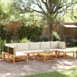 Set de sofás de jardín con cojines 8 pzas madera maciza acacia