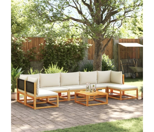 Set de sofás de jardín con cojines 8 pzas madera maciza acacia