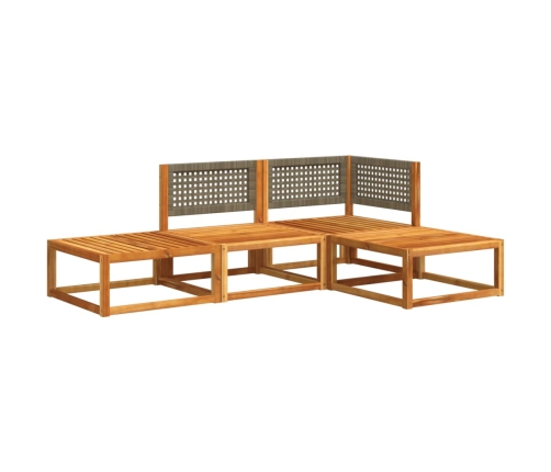 Set sofás de jardín con cojines 4 pzas madera maciza de acacia