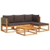Set de sofás de jardín con cojines 5 pzas madera maciza acacia
