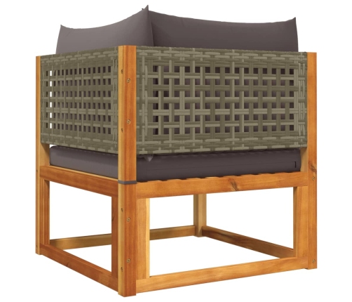 Set de sofás de jardín con cojines 5 pzas madera maciza acacia