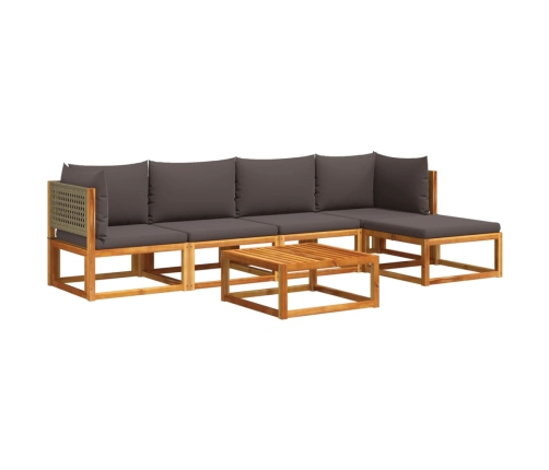 Set de sofás de jardín con cojines 6 pzas madera maciza acacia