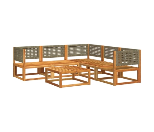 Set de sofás de jardín con cojines 6 pzas madera maciza acacia