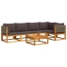 Set de sofás de jardín con cojines 6 pzas madera maciza acacia