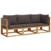 Set de sofás de jardín con cojines 3 pzas madera maciza acacia