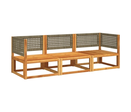 Set de sofás de jardín con cojines 3 pzas madera maciza acacia