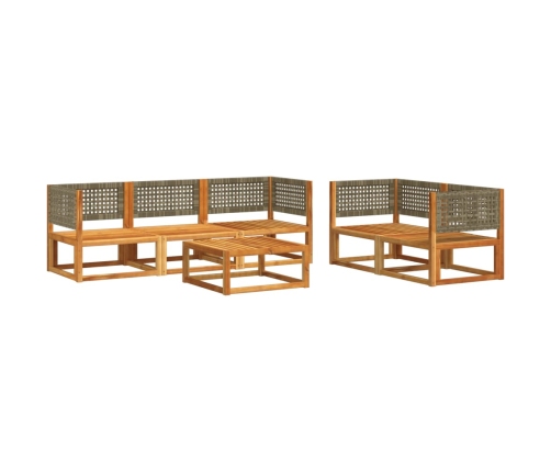 Set de sofás de jardín con cojines 6 pzas madera maciza acacia