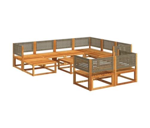 Set de sofás de jardín con cojines 10 pzas madera maciza acacia