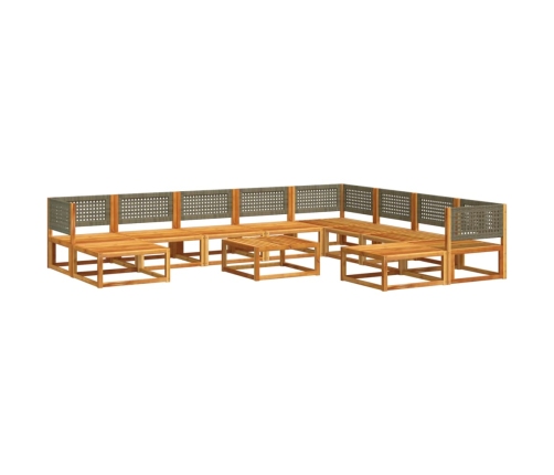 Set de sofás de jardín con cojines 11 pzas madera maciza acacia