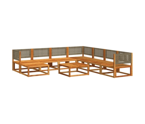 Set de sofás de jardín con cojines 9 pzas madera maciza acacia