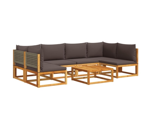 Set de sofás de jardín con cojines 7 pzas madera maciza acacia