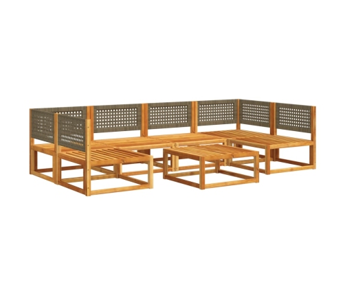 Set de sofás de jardín con cojines 7 pzas madera maciza acacia