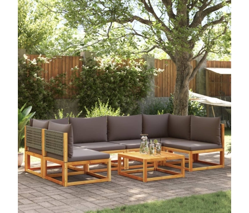 Set de sofás de jardín con cojines 7 pzas madera maciza acacia