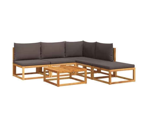 Set de sofás de jardín con cojines 6 pzas madera maciza acacia
