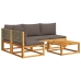 Set de sofás de jardín con cojines 5 pzas madera maciza acacia