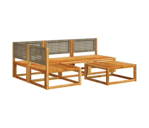 Set de sofás de jardín con cojines 5 pzas madera maciza acacia