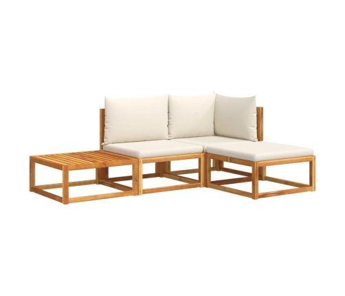 Set sofás de jardín con cojines 4 pzas madera maciza de acacia