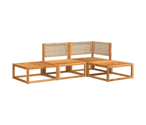 Set sofás de jardín con cojines 4 pzas madera maciza de acacia