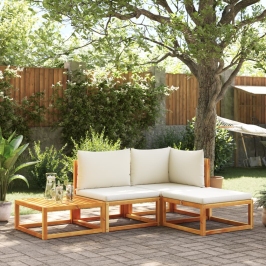 Set sofás de jardín con cojines 4 pzas madera maciza de acacia