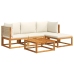 Set de sofás de jardín con cojines 5 pzas madera maciza acacia