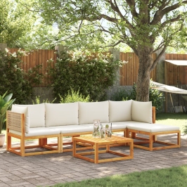 Set de sofás de jardín con cojines 6 pzas madera maciza acacia