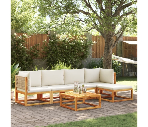 Set de sofás de jardín con cojines 6 pzas madera maciza acacia