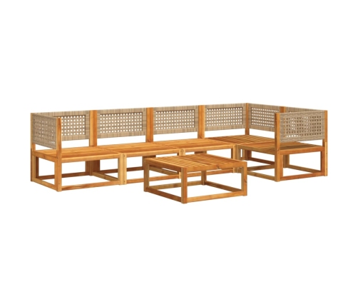 Set de sofás de jardín con cojines 6 pzas madera maciza acacia