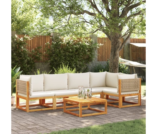 Set de sofás de jardín con cojines 6 pzas madera maciza acacia