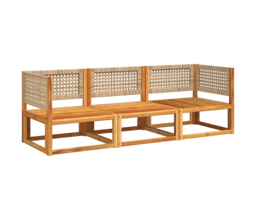 Set de sofás de jardín con cojines 3 pzas madera maciza acacia