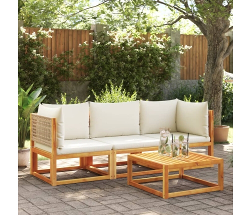 Set de sofás de jardín con cojines 3 pzas madera maciza acacia