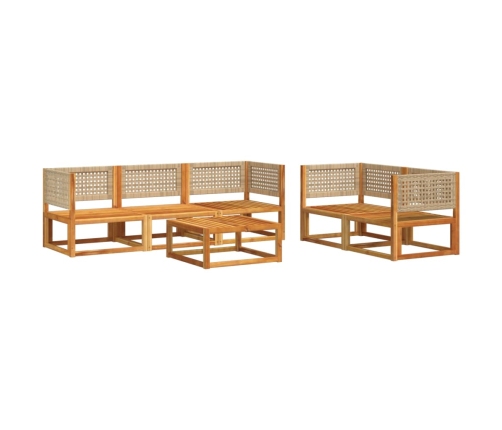 Set de sofás de jardín con cojines 6 pzas madera maciza acacia