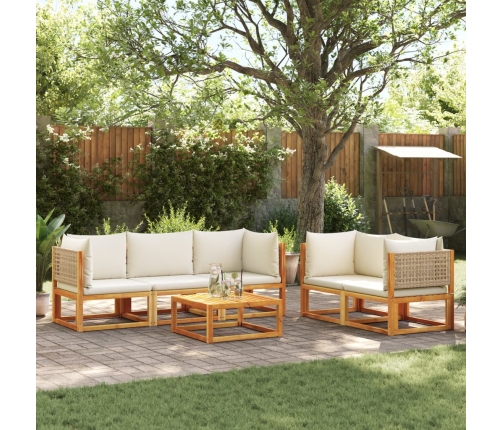 Set de sofás de jardín con cojines 6 pzas madera maciza acacia