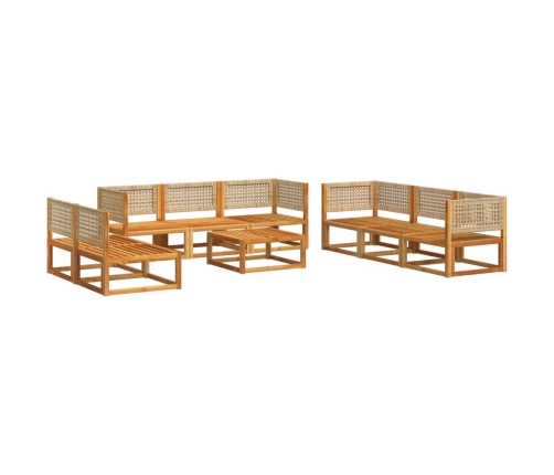 Set de sofás de jardín con cojines 9 pzas madera maciza acacia
